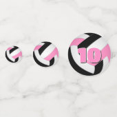 Confettis équipe rose noire couleurs filles volley-ball (Devant)