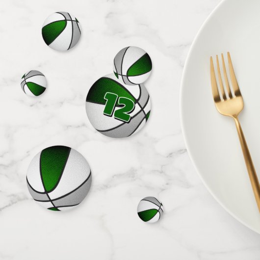 Confettis équipe verte gris couleurs basket-ball (Groupe)