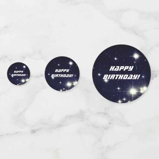 Confettis Étoiles dans l'espace profond Bleu foncé Joyeux an (Devant)