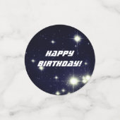 Confettis Étoiles dans l'espace profond Bleu foncé Joyeux an (Petit recto)