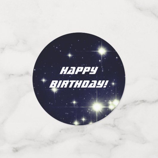 Confettis Étoiles dans l'espace profond Bleu foncé Joyeux an (Petit recto)