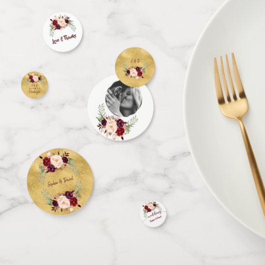 Confettis Événements Mariage Anniversaire Bourgogne Floral G (Groupe)