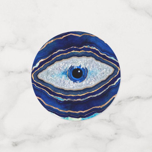 Confettis Evil Eye Blue Agate Geode Ditital Art (Petit recto)