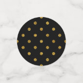 Confettis Fête d'anniversaire à pois en feuille noire et or (Petit recto)