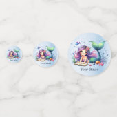 Confettis Fête d'anniversaire aquarelle Sirène Mer Vie migno (Derrière)