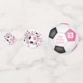Confettis fête d'anniversaire de bal de football noir rose (Devant)