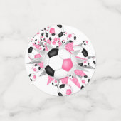 Confettis fête d'anniversaire de bal de football noir rose (Petit recto)