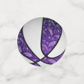 Confettis fête d'anniversaire de basket-ball des filles blan (Petit recto)