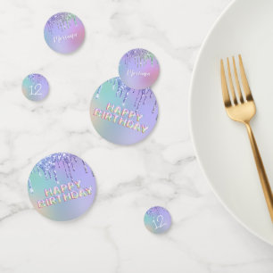 Confettis Fête d'anniversaire de fille aux gouttes de paille