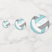 Confettis fête d'anniversaire de volley-ball gris aqua (Devant)