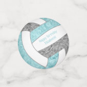 Confettis fête d'anniversaire de volley-ball gris aqua (Petit recto)