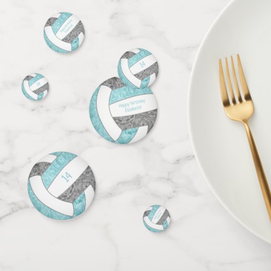 Confettis fête d'anniversaire de volley-ball gris aqua (Groupe)