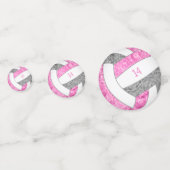 Confettis fête d'anniversaire de volley-ball gris rose (Derrière)