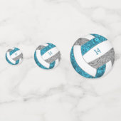 Confettis Fête d'anniversaire de volley-ball gris turquoise (Derrière)