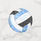 Confettis fête d'anniversaire de volley-ball noir bleu clair (Petit recto)