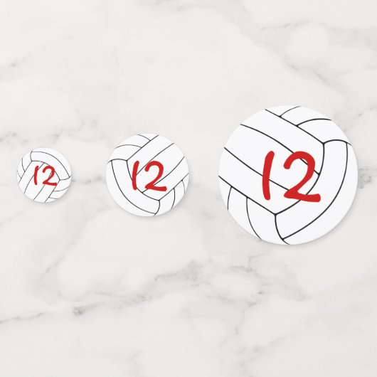 Confettis fête d'anniversaire de volley-ball noir rouge (Derrière)