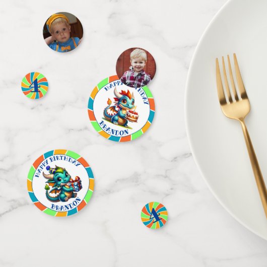 Confettis Fête d'anniversaire du garçon à thème Dragon (Groupe)