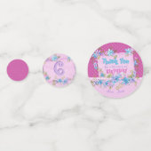 Confettis Fête d'anniversaire Floral Pois roses (Derrière)