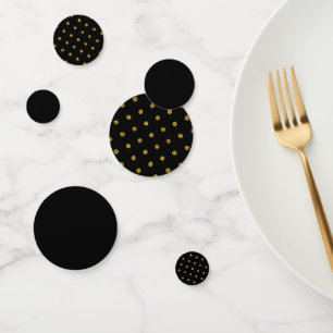 Confettis Fête d'anniversaire pois noirs et dorés avec feuil