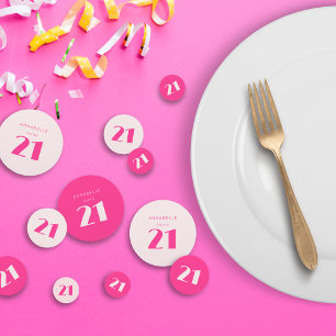 Confettis Fête d'anniversaire rose moderne 21 vingt et un