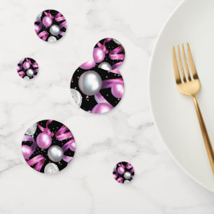 Confettis Fête d'anniversaire rose noir argent paillettes