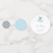 Confettis Fête de bébé garçon Ballons Argent & Bleu (Derrière)