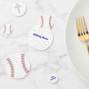 Confettis Fête de Dédicace de Bébé de Baseball de Croix Gris