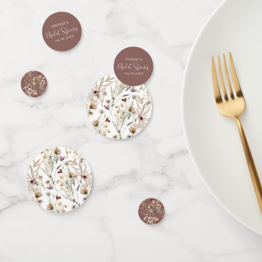 Confettis Fête de mariage aquarelle avec des fleurs sauvages (Groupe)