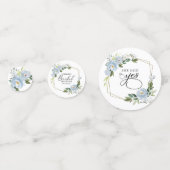 Confettis Fête de mariage fleurs bleues poussiéreuses géomét (Derrière)