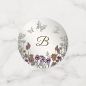 Confettis Fête de mariage Fleurs colorées de jardin Papillon (Petit recto)