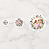 Confettis Fête de Noël fleurie couronne et photos (Devant)