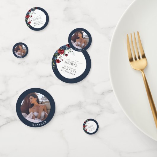 Confettis Fête des mariées d'aquarelle bleu marine (Groupe)