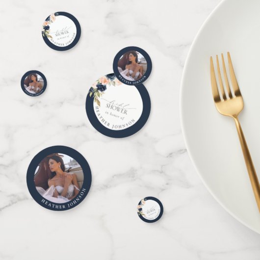 Confettis Fête des mariées d'aquarelle florale bleu et bleu  (Groupe)