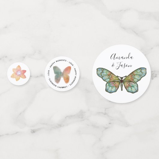 Confettis Fête des mariées de thème papillon (Derrière)