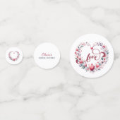 Confettis Fête des mariées des Coeurs Floraux Rouges (Derrière)