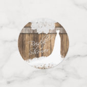 Confettis Fête des mariées en bois rustique & dentelle blanc (Petit recto)