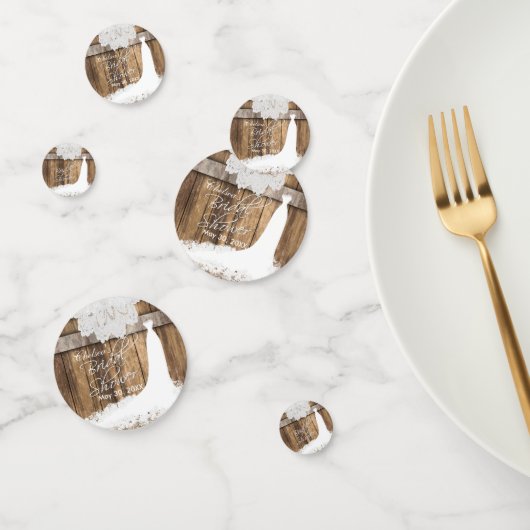 Confettis Fête des mariées en bois rustique & dentelle blanc (Groupe)