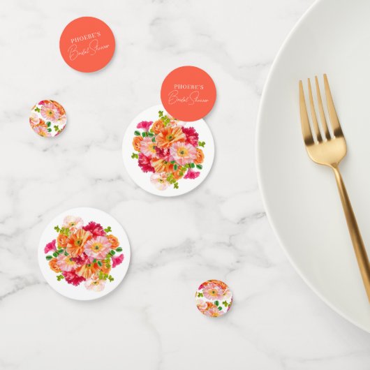 Confettis Fête des mariées florale orange et rose (Groupe)
