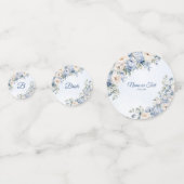 Confettis Fête Dusty Blue Watercolor Fleurs d'ivoire Feuille (Devant)