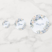 Confettis Fête Dusty Blue Watercolor Fleurs d'ivoire Feuille (Derrière)