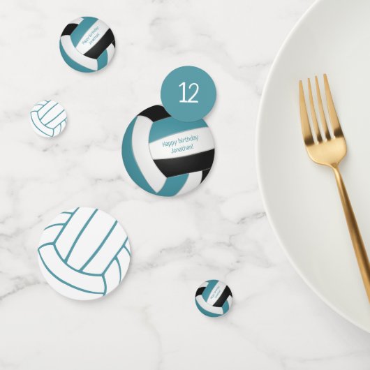 Confettis Fête turquoise de volley-ball pour filles noires (Groupe)