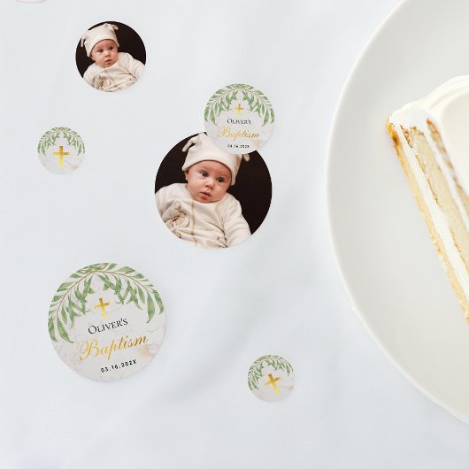 Confettis Feuillage de baptême Marbre Doré à Faux Feuille Ve