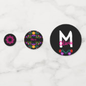 Confettis Fiesta mexicaine Noir rose Floral Nom (Devant)