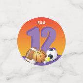 Confettis Fille 12e anniversaire des balles de sport (Petit recto)