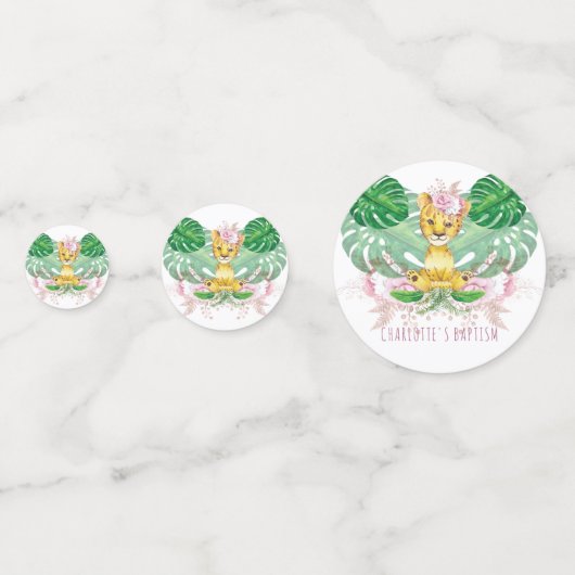 Confettis Fille Anniversaire I Baptême Lion Personnalisé (Devant)