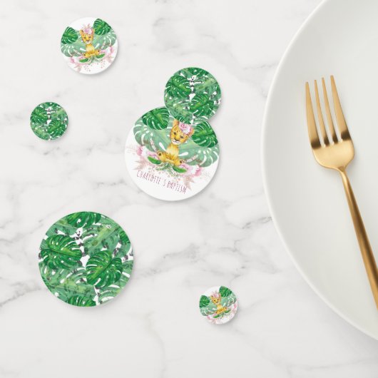 Confettis Fille Anniversaire I Baptême Lion Personnalisé (Groupe)