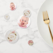 Confettis Fille Baptême Floral rose Orchidées Marbre Or Phot (Groupe)