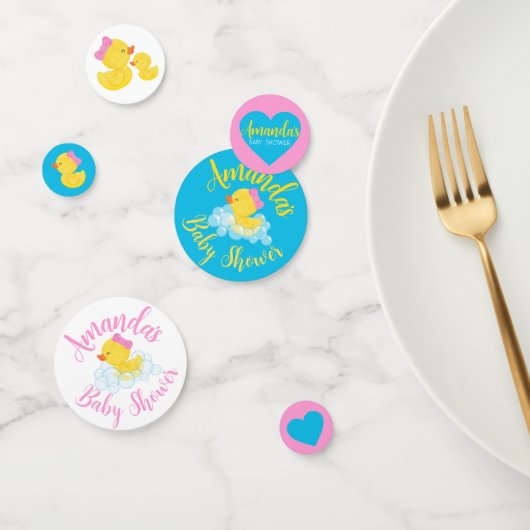 Confettis Fille Canard en caoutchouc Baby shower personnalis (Groupe)