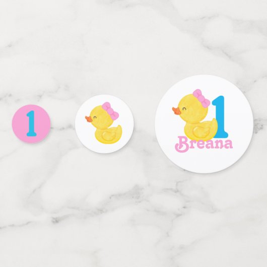 Confettis Fille Canard en caoutchouc Personnalisé Anniversai (Devant)
