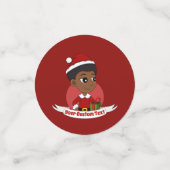 Confettis Fille de Noël avec un dessin animé afro (Petit recto)